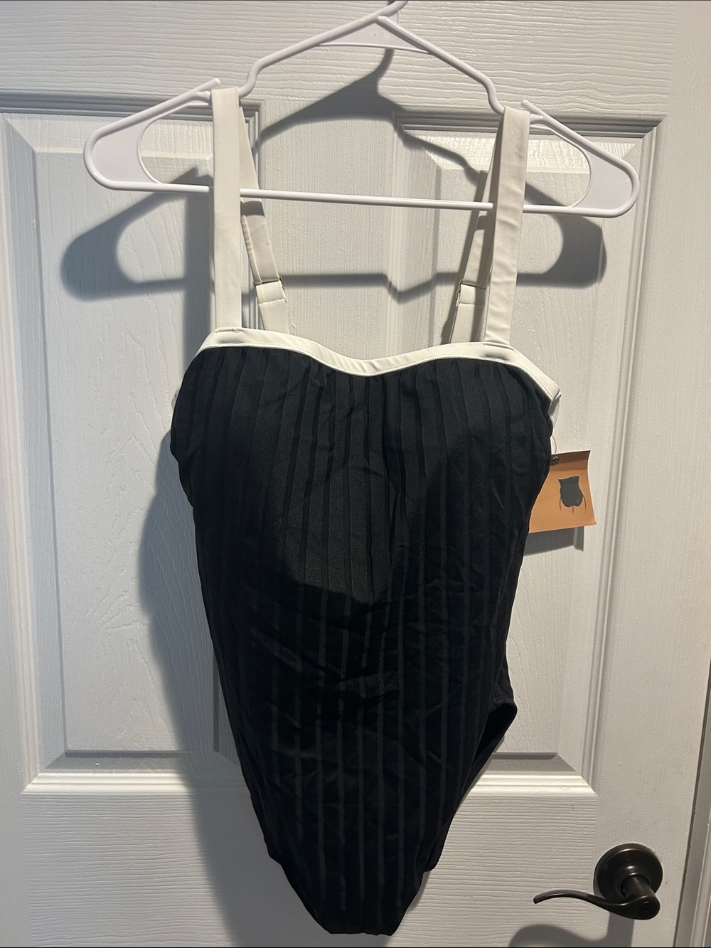 Shade & Shore Black One-Piece Swimsuit with White Trim